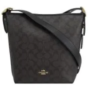 COACH C2819 Val Duffle 經典印花皮革斜背流浪包.深咖/黑
