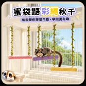 蜜袋鼯鞦韆 鸚鵡玩具 蜜袋鼯玩具 彩繩雙藤蔓吊掛 攀爬踩踏 鸚鵡站台 鳥玩具 蜜袋鼯睡窩 鸚鵡吊床 倉鼠鞦韆 站台