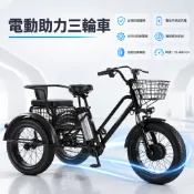 ⭐全臺保固⭐20寸胖胎腳踏助力車 電動三輪車 粗胎雪地鋰電三輪自行車 電瓶車 日常出行電動車 成人代步車 代步電瓶車
