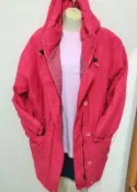 二手　桃紅色帶帽防風保暖長袖外套　【服飾專區】☆流星百寶屋☆