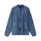 (店+)【TOMMY HILFIGER】DN0DN00006 美式潮流經典復古工裝風刺繡小立領寬鬆牛仔外套 男款 牛仔藍