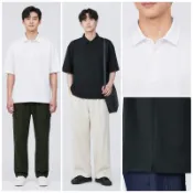 無印良品 MUJI 男涼感寬版五分袖POLO衫 原價690元