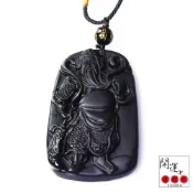 黑曜石浩然正氣關聖帝君項鍊-財神(納吉擋煞)-開運飾品配件水晶瑪瑙玉項鍊
