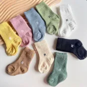 【兒童樂園✨快發】4雙春秋兒童樂園✨潮襪R標中筒兒童棉襪 A類新生兒襪 寶寶襪 嬰幼兒襪 運動風直條中筒襪 休閒學生襪