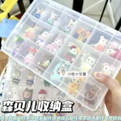 森貝兒 森林家族 森貝兒家族 森貝兒家族週邊 貴賓犬 ins高顔值森貝兒家族收納盒18格大容量森貝兒公仔擺件收納展示盒