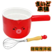 又敗家@日本貝印KAI可愛造型麵粉篩麵糊盆攪拌棒組DS-1021(含濾網&料理棒&調理盆;約40顆章魚燒份量;亦適鬆餅雞蛋糕)【全館299超取免運】【APP下單點數4倍送】
