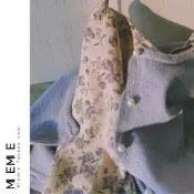【淡紫茉莉花香】溫暖系加厚超大擺燈芯絨春款內搭吊帶裙洋裝