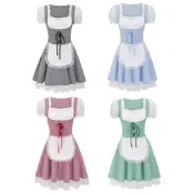 【滿300出貨】出口 大碼德國啤酒節女傭制服 日系女仆裝千鳥格連衣裙啤酒服