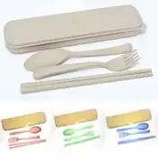 【百利市購物中心】DOLEE 環保小麥餐具組 (湯匙、叉子、筷 三件組) HF-WB03