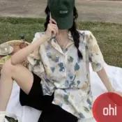 【ohi】渡假風渲染短袖襯衫 花襯衫 女 短袖襯衫 上衣 碎花 女裝 罩衫(GSV130)