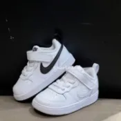 【Sharkhead】現貨 Nike Court Borough 童鞋 魔鬼氈 全白 黑白 小白鞋 BQ5453-100