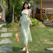 海邊渡假連身裙女夏立體碎花絕美雪紡吊帶裙長裙旅遊拍照沙灘裙