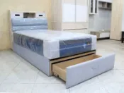 【歐風別館】艾妮亞三尺半單人床頭箱+貓抓布抽屜掀床【北歐風~基隆至台中免運費】