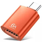【Bill Case】GaN n Roses系列高階6A 120WUSB 3.0母轉Type C閃充OTG轉接頭  橙(快充頭優選配件 錦上添花)