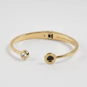 【KATE SPADE】經典黑桃水鑽手環／開口手鐲(金)