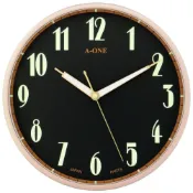 (店+)【A-ONE】夜光超靜音時鐘 A-ONE台灣製造 新款玫瑰金邊+黑面+夜光 入厝民宿辦公室餐廳掛鐘 13吋時尚高品質TG-0279
