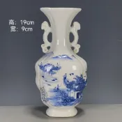仿古古玩古董瓷器全品老瓷 居仁堂制雙耳花瓶中式客廳玄關擺件