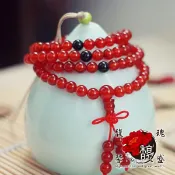 6MM【平靜108顆紅瑪瑙念珠】瑪瑙 佛珠 圓珠 唸珠 平穩 人緣 手鍊 手環 事業 開運 含開光 馥瑰馨盛NS0371