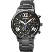 (店+)【SEIKO 精工】【柒號本舖】SEIKO精工LUKIA三眼計時鋼帶女錶-IP黑 / SRWZ67P1
