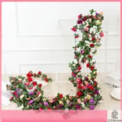 🎀木子雜貨鋪🎀熱銷 2.5M 仿真花玫瑰花藤 45朵花仿真花藤花牆人造常春藤藤條花串假花藤掛藤蔓牆面裝飾居家裝飾水管
