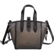 FURLA Net 旋轉鎖釦牛皮拼接手提/斜背果凍包(黑色)
