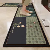 可客製 輕奢花格 廚房地墊 吸水吸油地墊 防滑 耐髒 速幹 脚踏墊 矽藻土地墊 長條長型 硅藻土軟式墊 止滑墊 大尺寸