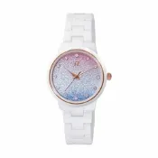 RAINBOW TIME 晶鑽點綴三色漸層陶瓷腕錶-玫瑰金X白-RT0013R-336RAB-32mm