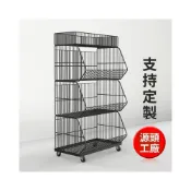 (店+)自在戶外 超市疊籠多層展示架斜口籃面包架便利店零食貨架陳列框帶輪 9dd