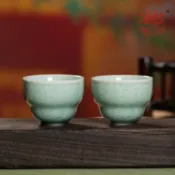 全球選品1館 生活百貨 龍泉青瓷平安喜樂茶杯主人杯喝茶杯單杯高檔陶瓷功夫茶具品茗對杯
