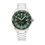 Tommy Hilfiger | Remy系列 綠色面 金色圈 簡約錶面 銀色不鏽鋼錶帶 男錶 1792230