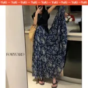 現貨💕超大大裙擺~碎花長裙 複古 半身裙 高個子女裝 顯瘦 半裙 雪紡長裙 碎花裙 花裙 夏天洋裝 渡假洋裝 夏天長裙