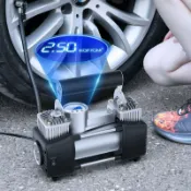心靈避風港 【雙缸大功率】車載充氣泵 汽車打氣機 輪胎充氣機 電動充氣泵 便攜式打氣機 車用充氣設備 數顯胎壓 自動停機 雙缸快速充氣 轎車休旅車通用