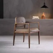 卜二屋 免運 附發票 超低價 工廠直銷 意式扶手餐椅北歐設計師椅子新中式詫寂風實木椅法式咖啡廳洽談椅 快速發貨