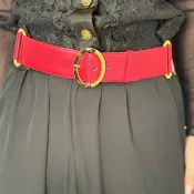 【日本直送 名牌中古包】Christian Dior 迪奧 腰帶 紅色 橢圓 皮革 vintage 古董 x8prhh