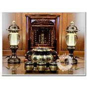 【九龍佛具】特價精品銅製祖先爐 福祿壽 百壽公媽爐祖爐(雙色 三寸五)佛像神桌佛櫥神明彩公媽龕爐具用品零售批發@台北板橋