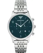 大高雄鐘錶城 EMPORIO ARMANI亞曼尼AR1942 經典時尚計時腕錶/藍綠面43mm｜樂天領券現折★全館特惠中★指定刷卡回饋10%
