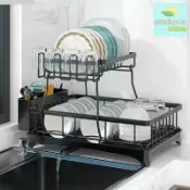 晴曦選品 【雙層瀝水】碗碟收納架 廚房置物架 瀝水架 碗架 不鏽鋼 家用 雙層大容量 防鏽防潮 碗盤筷子收納