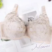 【露娜斯Nunas】雙色刺繡。月牙包覆集中舒適軟襯 E-G杯 大罩杯內衣 U3318 台灣製 鵝黃 黑
