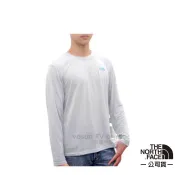 【北臉 The North Face】男 LOGO 快排長袖T-Shirt 長袖快排衣 運動T恤 CNL8 灰白