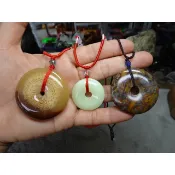 天然羚羊角*夜光石*女媧石平安扣項鍊→A61含繩