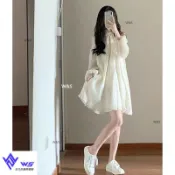 W&S 洋裝 連衣裙 連身裙 顯瘦洋裝 洋裝過膝長洋裝 甜美僊女氛圍高級感露肩掛脖洋裝夏季氣質初戀海邊渡假沙灘裙子