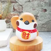 招財麻雀不倒翁 可愛公仔擺飾 花器 筆座 療癒手工小木雕