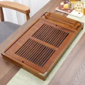 星光精品館 【實木排水】茶盤 茶具託盤 茶臺 茶几 茶桌 柯木茶盤 帶杯架 抽屜式底盤 排水管 簡約禪意 居家泡茶 辦公室茶席