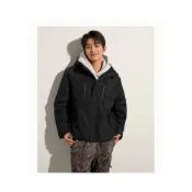 (店+)Hollister 防水防風夾克外套 硬挺帥氣 保暖寬鬆連帽棉服外套 男版黑色