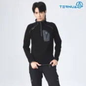 【西班牙TERNUA】男Power Stretch半門襟彈性保暖中層衣1206560 / 城市綠洲(Polartec、刷毛、透氣、快乾)