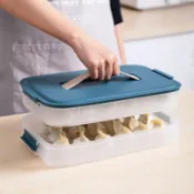 協貿國際日用品生活1館 家用手提速凍餃子盒 冰箱冷藏收納盒混沌保鮮盒 不粘托盤可疊加
