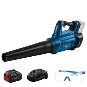 【BOSCH】雙渦輪免碳刷鼓風機/吹葉機 8.0Ah電池+8A快充組/GBL 18V-750(再送3M安全護目鏡)
