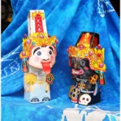 七爺八爺 紙偶 (明信片) 發揚傳統文化 3D立體拼圖  創意商品 教材 紀念品 【★此款為紙偶明信片，要自行割剪】