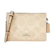 【COACH】奶茶x淺卡其c logo斜背信封包(CAR12 SVPWH)