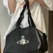 喜挖2店 西太后中古款大土星軟皮托特流浪包大容量單肩手提黑銀小眾腋下包